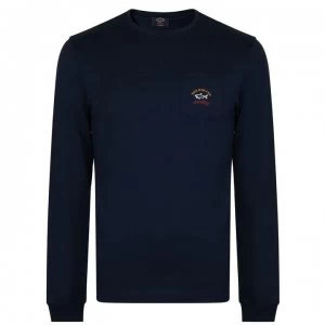 Image of Paul And Shark Long Sleeve Pocket T Shirt - Navy 150