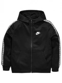 Image of Nike Older Boys NSW Repeat Hoodie - Black/White Size M 10-12 Years
