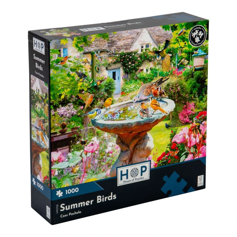 Image of The House Of Puzzles Summer Birds 1000 Piece Jigsaw Puzzle Size: 1000 Pieces Multicolor Unisex 1000 Pieces