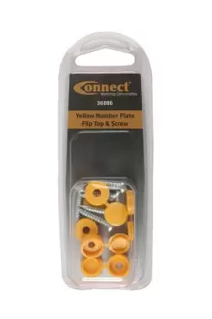 Image of Yellow Number Plate Flip Top & Screw Pk 5 Connect 36886