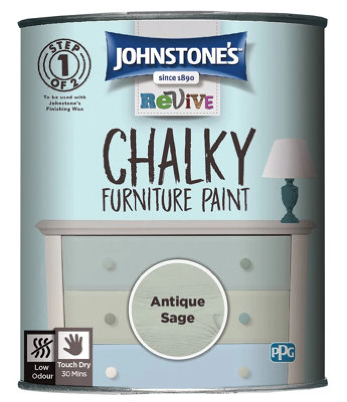 Image of Johnstone's Chalky Furniture Paint Antique Sage 750Ml