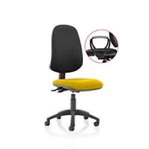 Image of Dynamic Permanent Contact Backrest Task Operator Chair Loop Arms Eclipse Plus XL Black Back, Senna Yellow Seat Without Headrest High Back