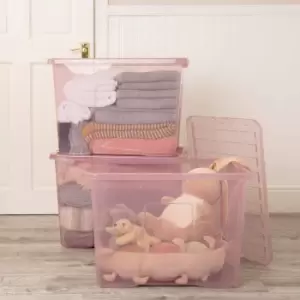 Image of Wham 80L Crystal Box and Lid Set of 3, Pink