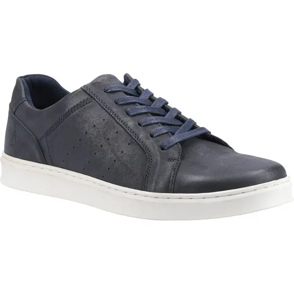 Image of Hush Puppies Mens Mason Leather Lace Up Casual Trainers Shoes - UK 6 Blue male GDE2455NVY6