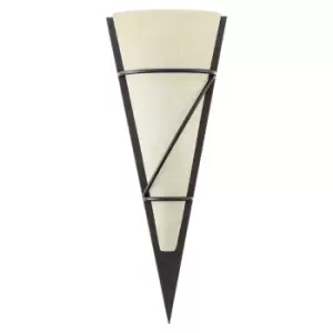 Image of Wall Light Colour Antique Brown Shade Beige Glass Chalked Bulb E14 1x60W