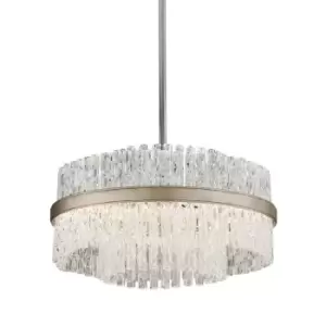 Image of Chime 4 Light Pendant Silver Leaf Polished Stainless, Glass
