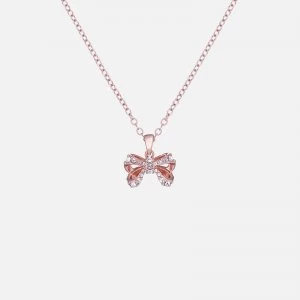 Image of Ted Baker Womens Crestra: Crystal Petite Bow Pendant - Rose Gold/Crystal
