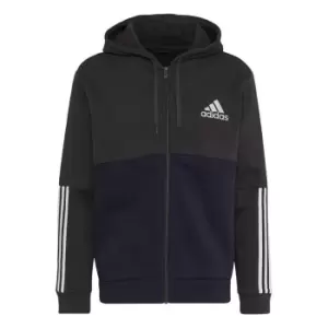 Image of adidas Essentials Colorblock Fleece Full-Zip Hoodie Mens - Carbon / Legend Ink