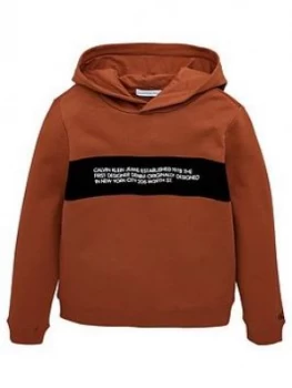 Image of Calvin Klein Jeans Boys Flock Logo Hoodie - Cognac
