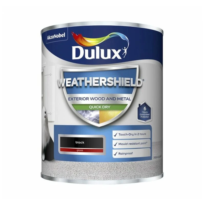 Image of DULUX RETAIL Dulux Weathershield Quick Dry Gloss - 750ml - Black 504697