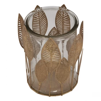 Image of Gold Metal Leaf Design With Glass Pot By Heaven Sends