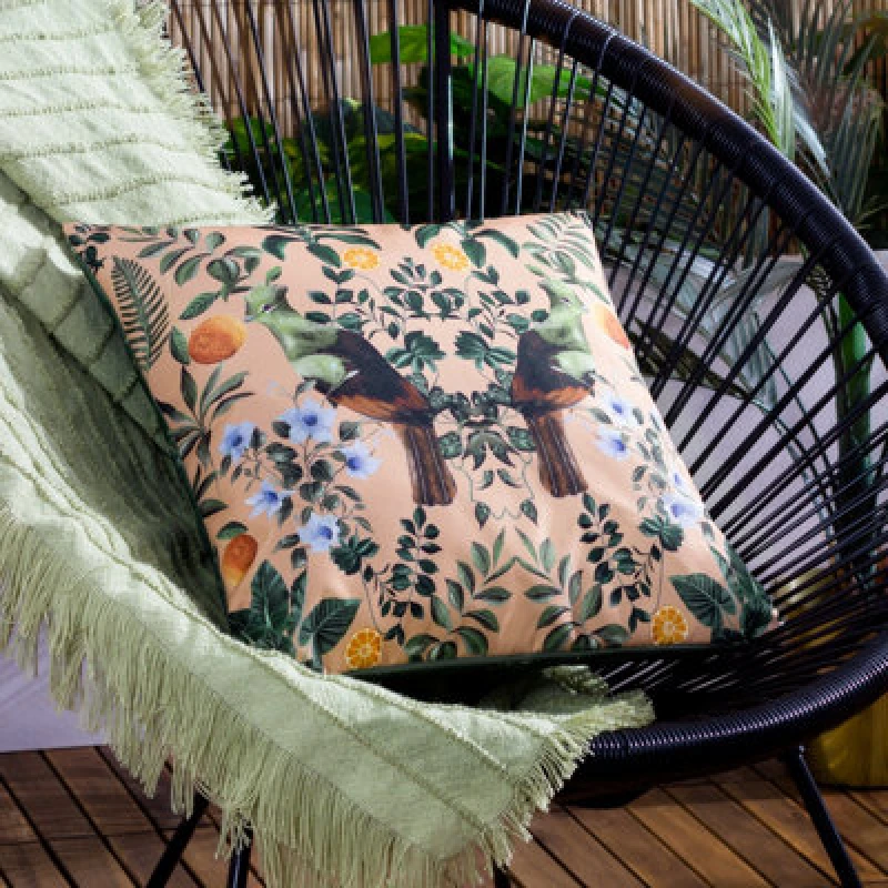 Image of Kali Mirrored Birds Outdoor Cushion Multicolour, Multicolour / 43 x 43cm / Polyester Filled