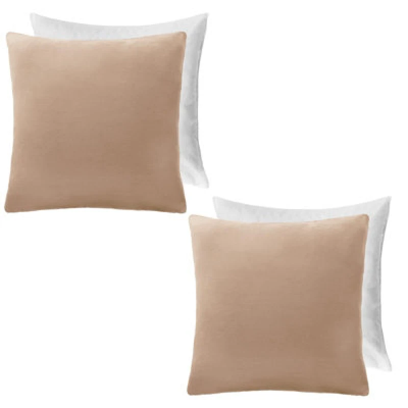 Image of OHS OHS 2 x Matte Velvet Filled Cushion Covers Soft Zip in Natural Size: 45cm x 45cm Natural 45cm x 45cm Unisex 5027434218677