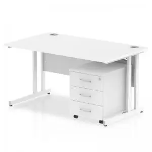 Image of Impulse 1400 x 800mm Straight Desk White Top White Cantilever Leg with
