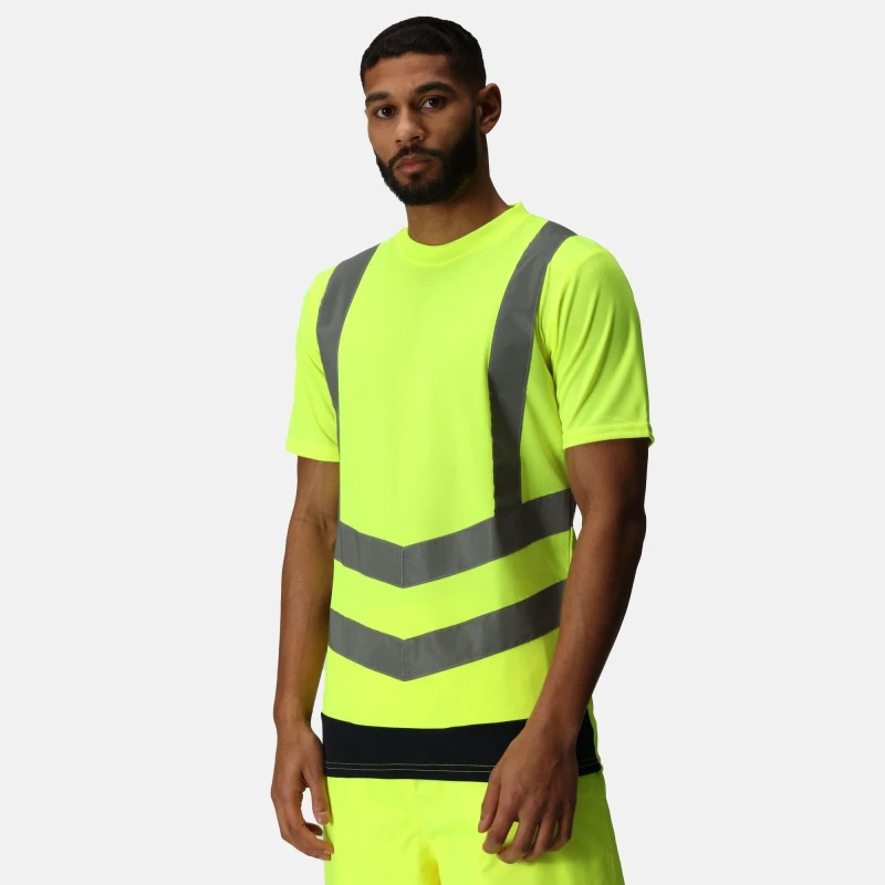 Image of Regatta Mens Hi-Vis T-Shirts Yellow/Navy male S