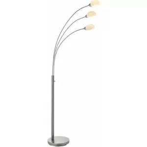 Image of Loops - 3 Light Floor Lamp Nickel & Glass Tall Standing Curved Multi Arm Living Room