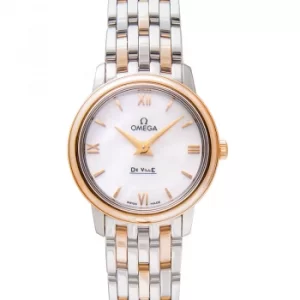 Image of De Ville Prestige Quartz 27.4mm Quartz White Mother Of Pearl Dial Red Gold Ladies Watch