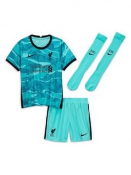 Image of Nike Liverpool Fc Away Little Kids 20/21 Kit, Green/Black, Size S (4-5 Years)