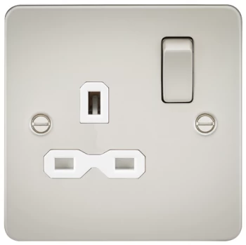 Image of KnightsBridge Flat plate 13A 1G DP switched socket - pearl with white insert