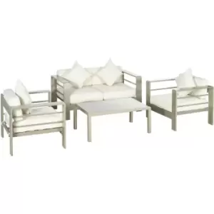 Image of Outsunny - 4 PCs Aluminium Garden Furniture Set w/ Thick Padded Cushion - Gold Tone