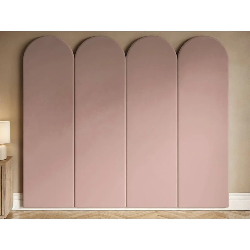 Image of Solace+Co Cirrus Headboard Wall Panels Kingsize Velvet in Pink Pink Unisex