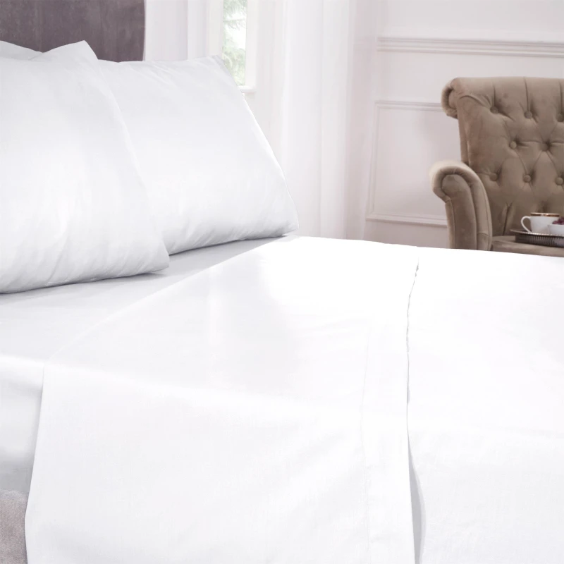 Image of Emma Barclay Flat Sheet 200 Thread Count Egyptian Cotton White unisex Super King