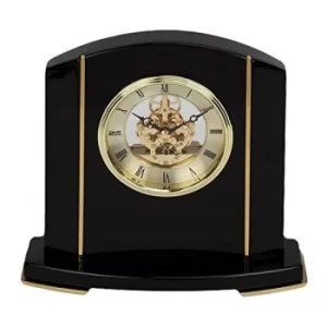 Image of Black Piano Wood Skeleton Mantel Clock