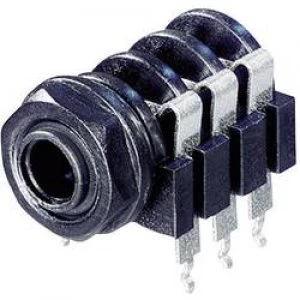 Image of 6.35mm audio jack Socket horizontal mount Number of pins 3 Stereo Black Rean AV NYS 219
