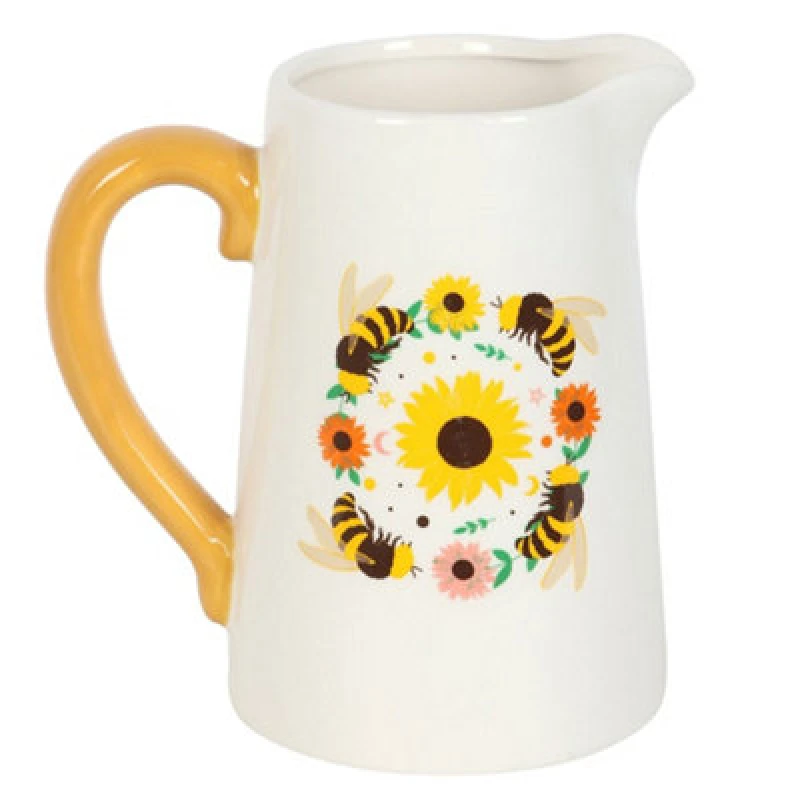 Image of Something Different Something Different Ceramic Bee Summer Flower Jug in White White One Size Unisex 5063703960441