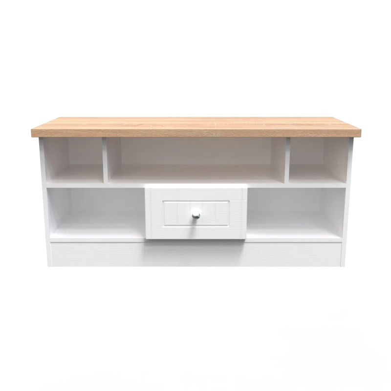Image of Ready Assembled 2 U Norton 1 Drawer TV & Media Unit (Ready Assembled) in White Size: Large White Unisex Large