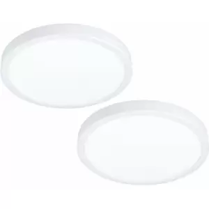 Image of 2 pack Wall Flush Ceiling Light Colour White Shade White Plastic LED 20W Incl