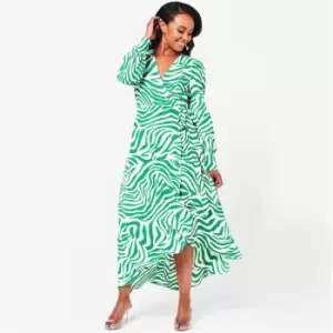 Image of Biba Zebra Wrap Dress - Green