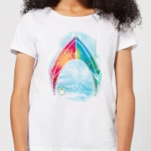 Image of Aquaman Mera Beach Symbol Womens T-Shirt - White