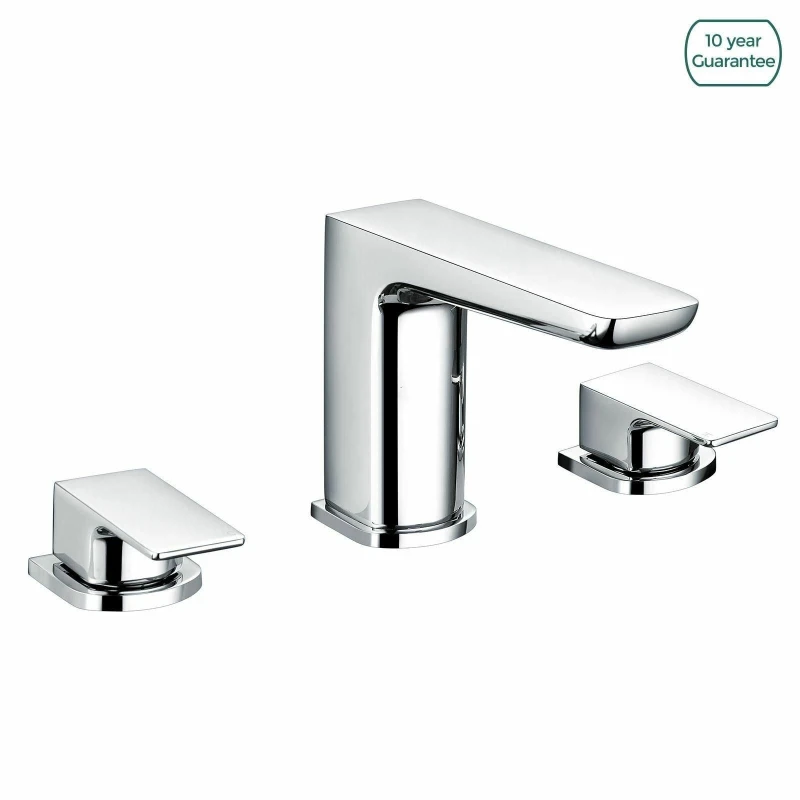 Image of Nes Home Designer Chrome 3 Hole Deck Mounted Bath Filler Tap in Silver Silver Unisex