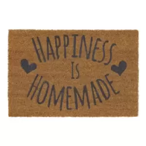 Image of JVL Happiness Is Homemade Latex Coir Mat, 40x60cm - Brown