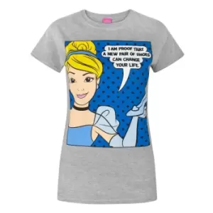 Image of Disney Womens/Ladies Princess Cinderella New Shoes T-Shirt (L) (Grey)