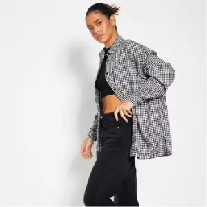 Image of I Saw It First Brushed Check Oversized Shirt - Black