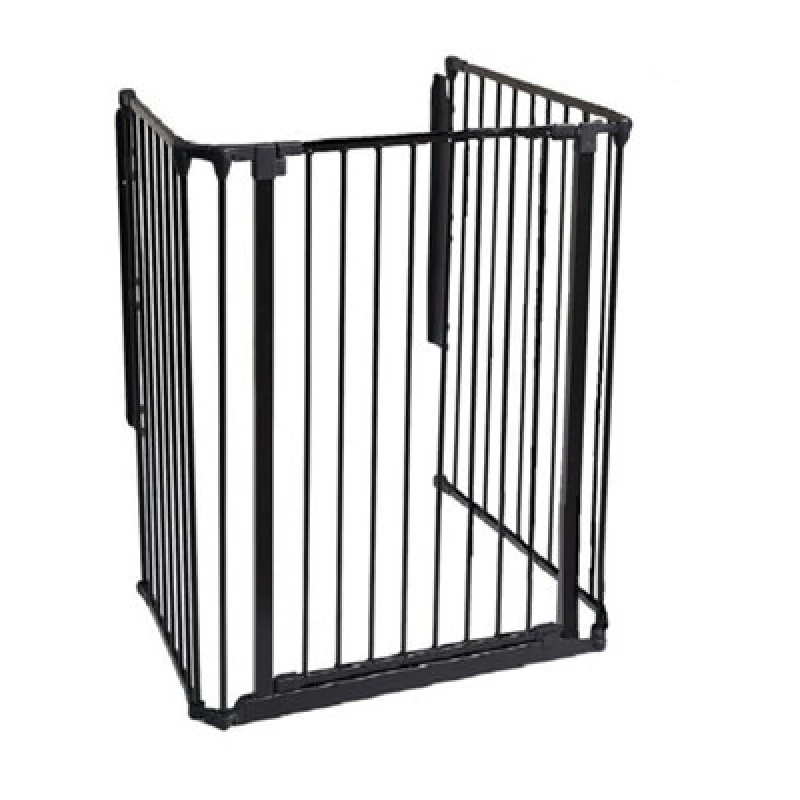 Image of Safetots Extra Tall Multi Panel Fire Surround, 51Cm Deep X 72Cm Wide, Black, 105Cm High, Baby And Toddler Fire Guard