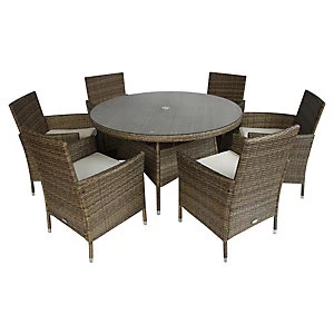 Image of Charles Bentley 6 Seater Rattan Garden Dining Set - Natural