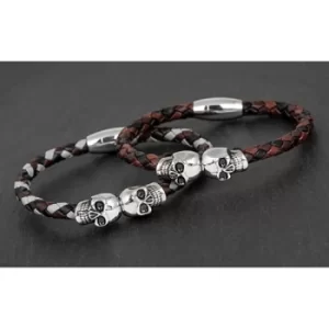 Image of EQ For Men 3 Tone Leather Skull Bracelet