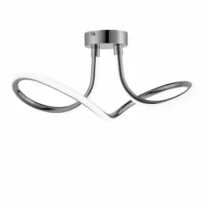 Image of Nielsen Lentini Chrome LED Ceiling Light, 16W Chandelier Lamp Modern Curved Design