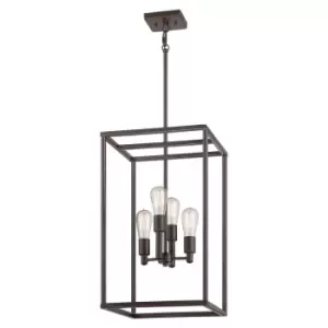 Image of 4 Bulb Ceiling Pendant Light Fitting Western Bronze LED E27 60W Bulb