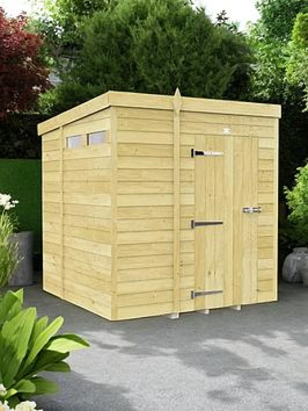 Image of Flat Pack Sheds DIY Sheds 6 x 6 Security Pent Shed, Brown 6X6PFFSEC
