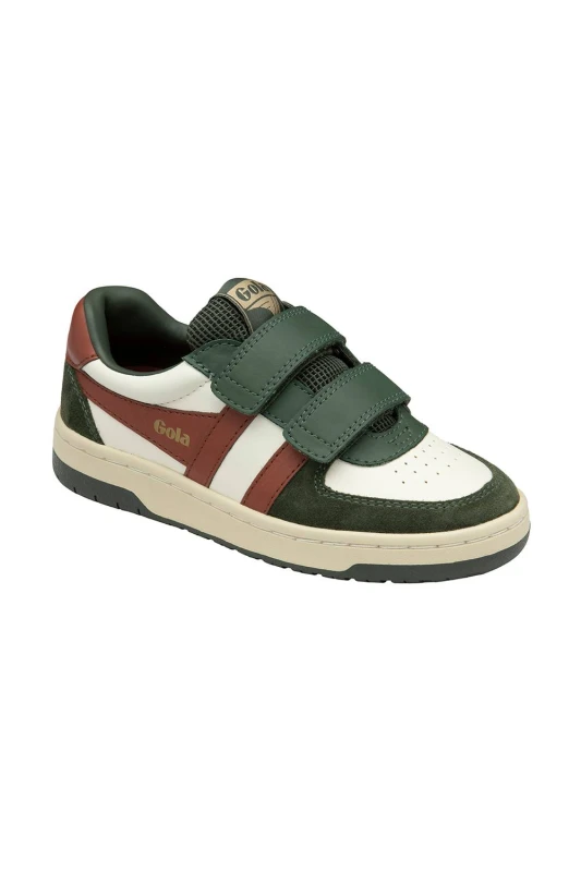 Image of Gola Classics 'Hawk Strap' Kids Strap Trainers in Off-White Size: 1 Off-White Unisex 1
