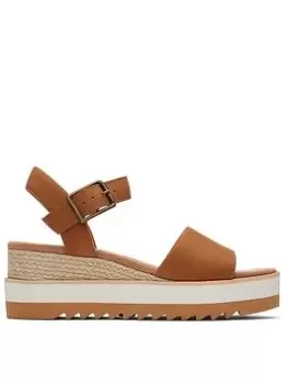 Image of TOMS Toms Diana Leather Wedge - Tan, Brown, Size 8, Women