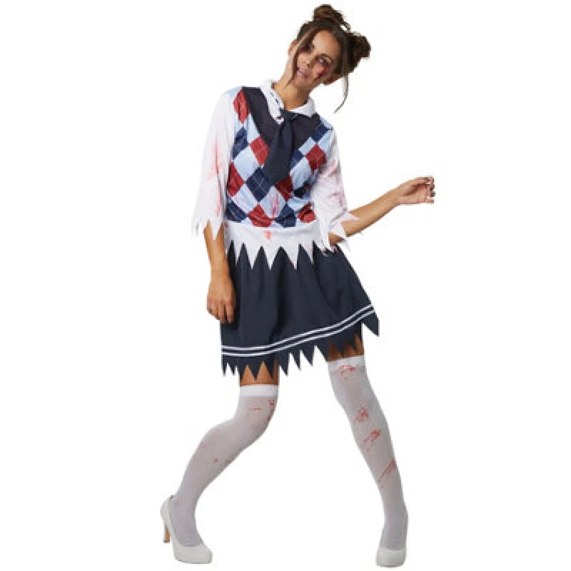 Image of Tectake Creepy Schoolgirl 302225 - Blue/red/white S
