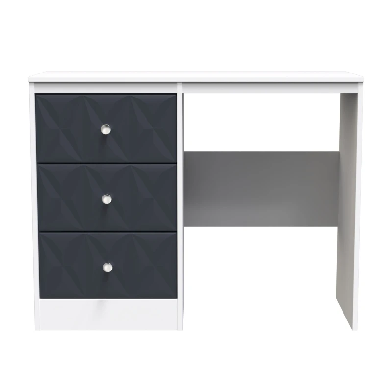 Image of San Jose Ready Assembled Matt Indigo Blue & White 3 Drawer Non-Extendable Dressing Table (H)756mm (W)969mm (D)395mm