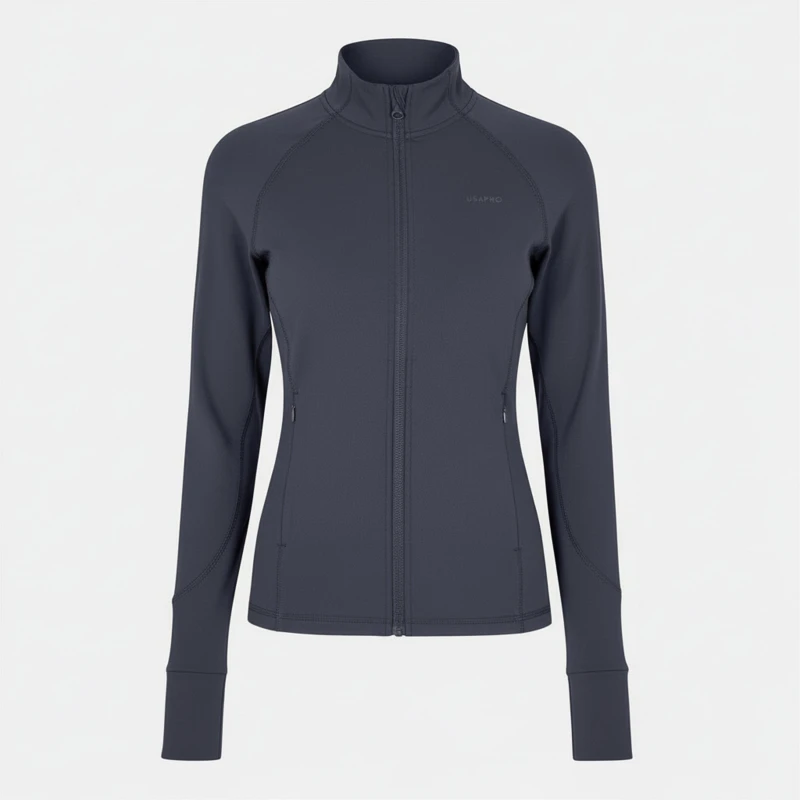 Image of USA Pro Womens Core Fitness Long Sleeve Slim Fit Performance Training Jacket Navy female 8 (36)
