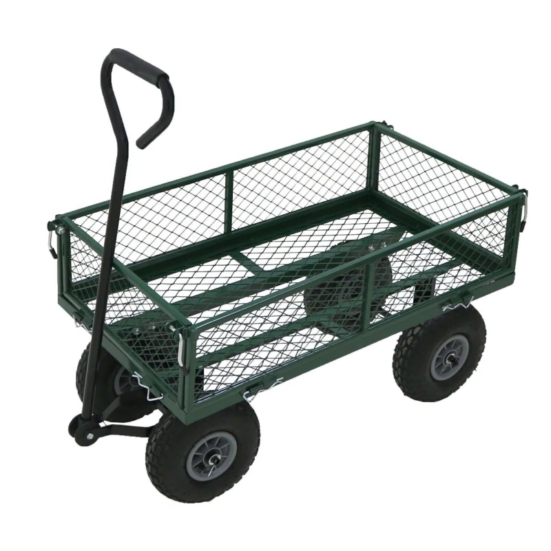 Image of Oypla Heavy Duty Metal Gardening Trolley Cart in Green Green Unisex