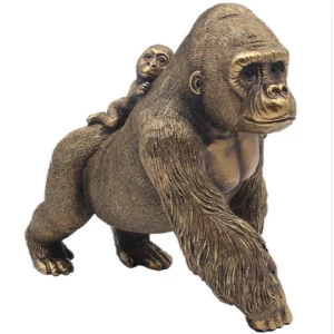Image of Reflections Bronzed Gorilla & Baby Figurine By Lesser & Pavey